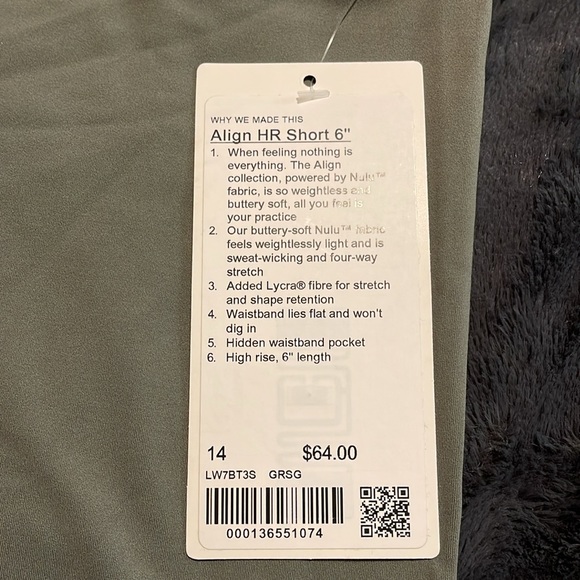 Lululemon, 6” Align Short, high rise, SZ 14, NWT - Picture 5 of 6